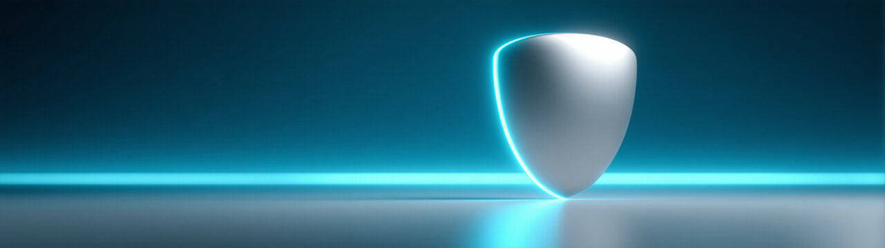 Cybersecurity and Digital Trust Concept with Shield Light Structure &mdash; Minimalist Corporate Visualization

