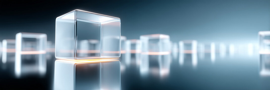 Quantum Computing Background with Floating Geometric Cubes &mdash; Futuristic Technology Visualization

