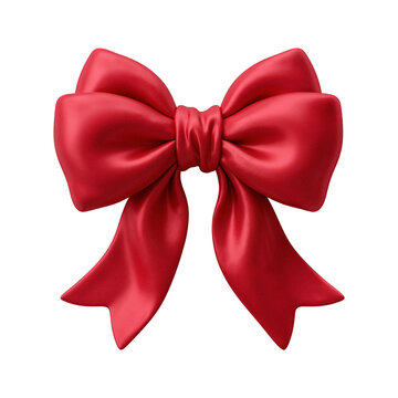 Shiny Red Ribbon Bow Isolated on Dark Background 3D Render