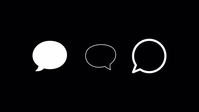Set of speech bubble dialogue animation with alpha channel, Chat balloon icon animation on a transparent background 