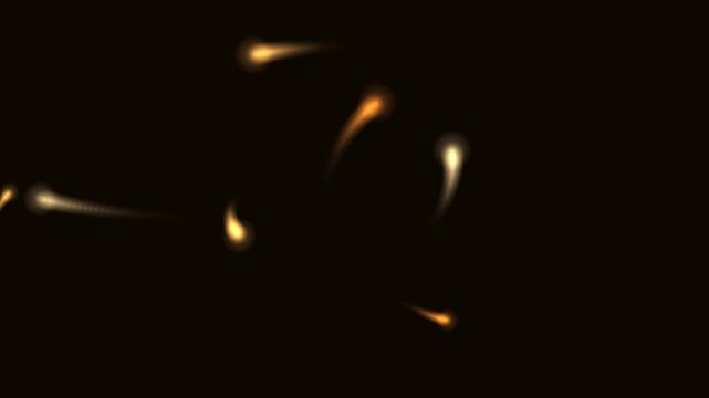 Amber light trails gliding in elliptical orbits loop
