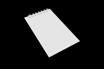 Notebook paper page isolated on black JPEG background, lying on a shelf. © vovan