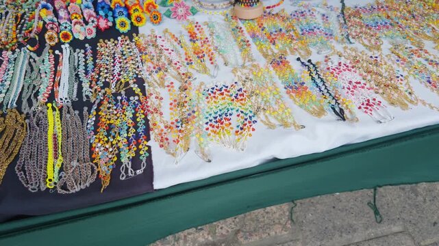 Huichol Beaded Bracelets and Necklaces at a Mexican Artisan Stall