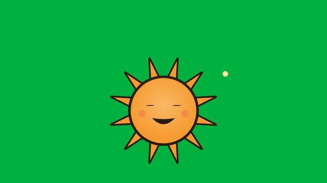 Smiling Sun Character Spinning on Chroma Key