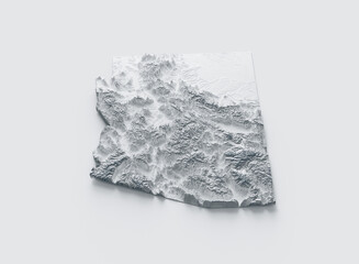 3D topographic relief map of Arizona state on white background., 3d illustration © Hammad