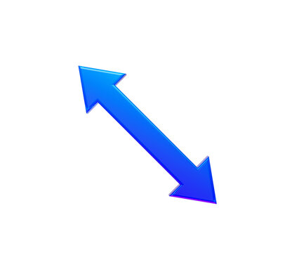 Blue two way arrow showing upward and downward direction on a white background.