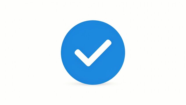 Bright blue circular icon featuring white checkmark symbol for verifying digital profiles and account security
