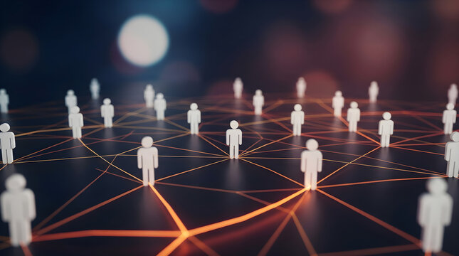 business networking with connected people and digital network