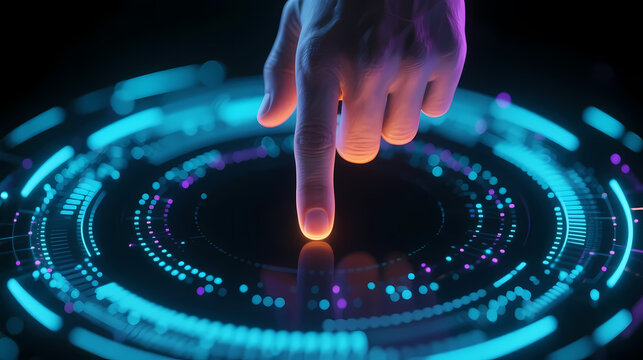 Finger touching holographic interface
