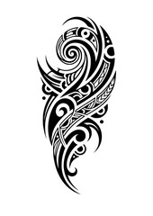Fototapeta premium Curved Tribal Arm Tattoo with Spiral and Ornamental Elements