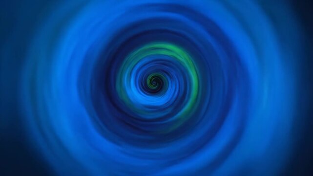Hypnotic blue and green swirling spiral abstract background.