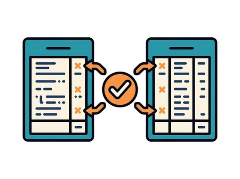 Account reconciliation icon showing data matching between two documents
