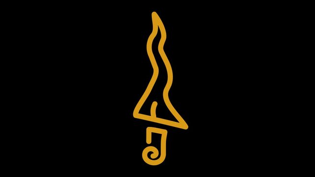 animated indonesian keris weapon dagger gold line art vector for javanese cultural video
