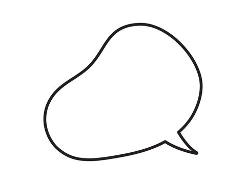 Simple round speech bubble chat balloon outline illustration. Minimalist empty talk box symbol for comic dialogue message and social media design. Isolated black vector illustration on white 