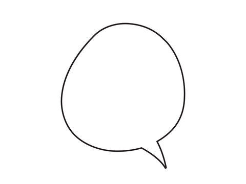Simple round speech bubble chat balloon outline illustration. Minimalist empty talk box symbol for comic dialogue message and social media design. Isolated black vector illustration on white 