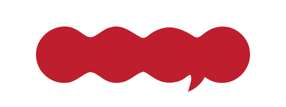 Red cloud shape speech bubble chat balloon illustration. Fluffy round talk box symbol for comic dialogue message and social media design. Isolated flat vector illustration on white background element.