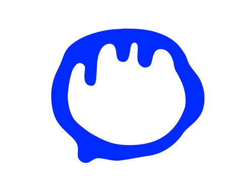 Blue slime drip circle frame border illustration on white background. Gooey liquid blob dripping round shape for Halloween monster and kids design. Isolated flat vector illustration graphic art 