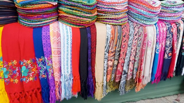 Colorful Textiles Displayed at a Mexican Artisan Shop