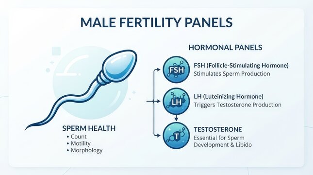 Male Fertility Panels Infographic Showing Sperm Health and Hormones