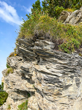Rock Formation with Vegetation in Stoos, Switzerland