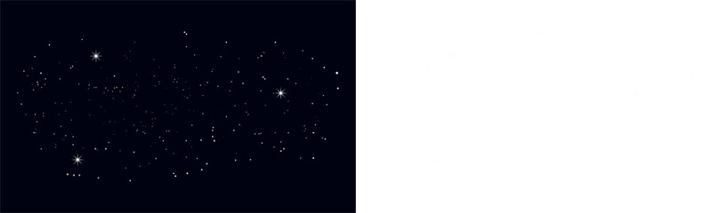 Fototapeta premium Night sky with glowing stars and constellations, sparkling celestial background with twinkling stars in deep space isolated on transparent background