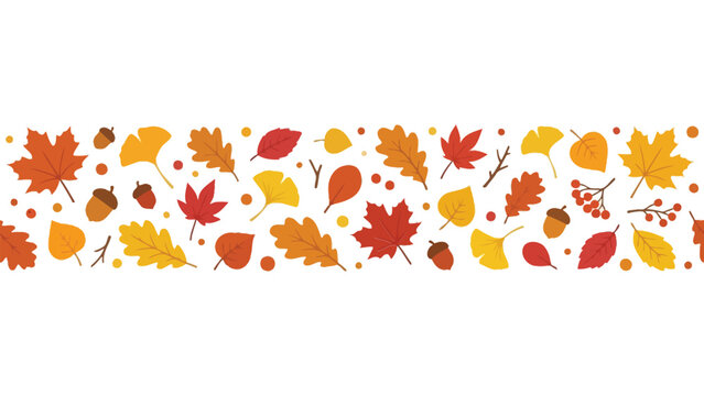 Colorful autumn leaves decorative pattern with berries and branches