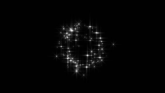Sparkling fairy dust path with bright twinkling stars, shimmering particles, glowing trail effects and magical star burst, seamless 4k animation on dark black screen background