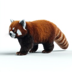 Obraz premium Full Body Portrait Of A Realistic Red Panda Standing On A Plain White Background