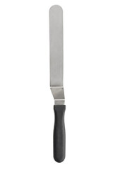 Fototapeta premium Stainless steel offset spatula with a black handle, used for baking and frosting, isolated on a clean white background