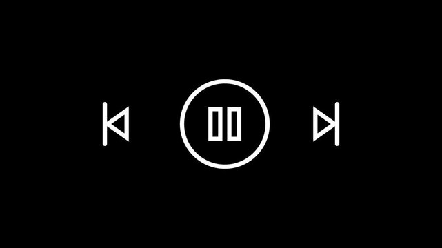 play and pause button icon clicking with click effect on blach background. 4K Video 60FPS