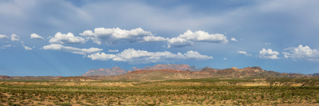 Clouds over Chisos Mountains in big bend national park desert