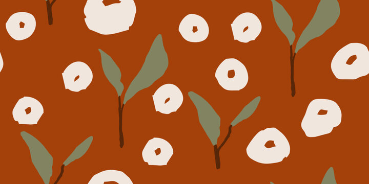 Hand-Drawn Organic Shapes Burnt Orange Background