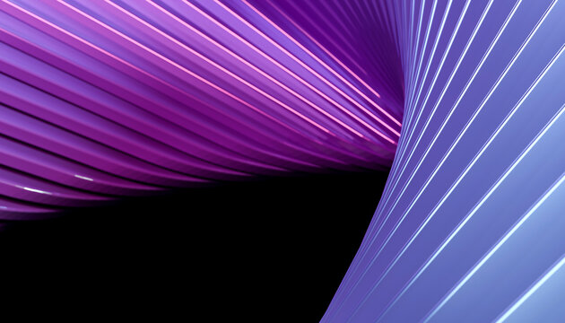 Abstract purple and blue flowing curved lines on black background
