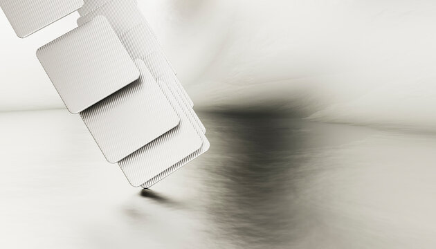 Abstract 3d floating stacked square shapes in minimalist design