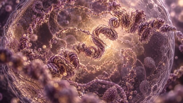 Chromatin Inspired Threads Unfurling Through a Plum Nuclear Space