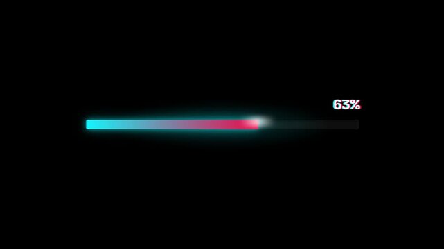 Cyberpunk glitch loading bar animation with RGB split distortion in 4K