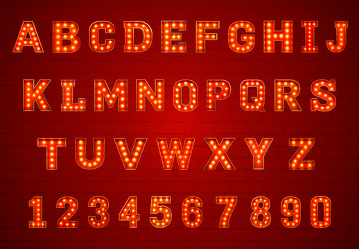 Vintage Illuminated Marquee Letters Font Set