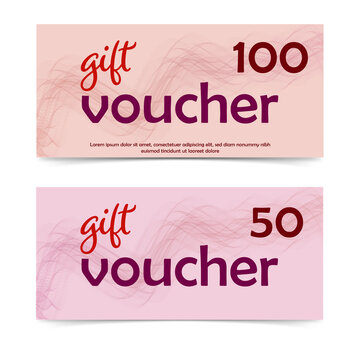 Pink gift voucher templates set isolated on a transparent background