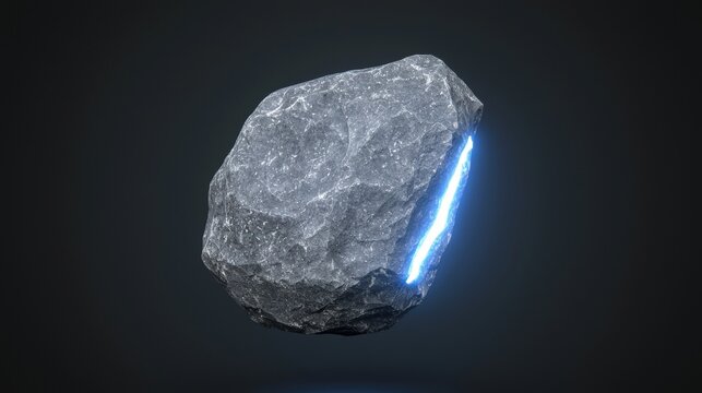A gray rock with a blue glow on one side.