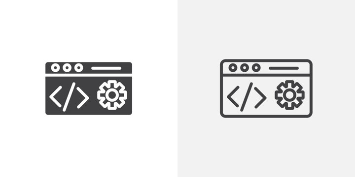 Web development icon flat outline in black