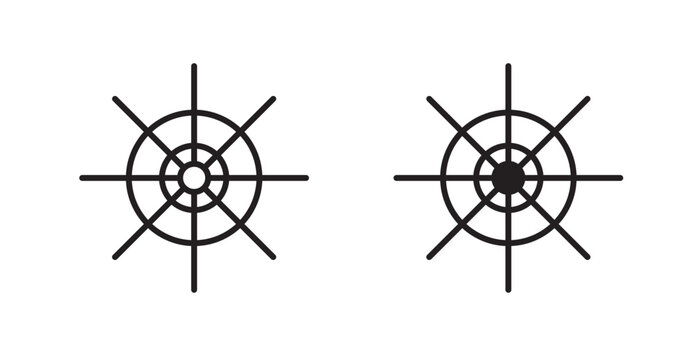 Ship wheel icon flat outline in black