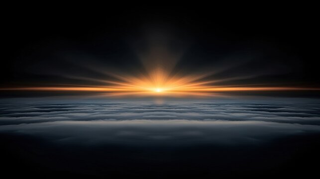 A breathtaking sunrise over a vast expanse of clouds.