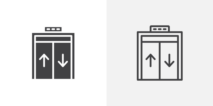 Elevator icon flat outline in black