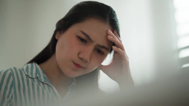 Tired and exhausted, Frustrated business woman working in office