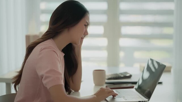 Tired and exhausted, Frustrated woman working from home