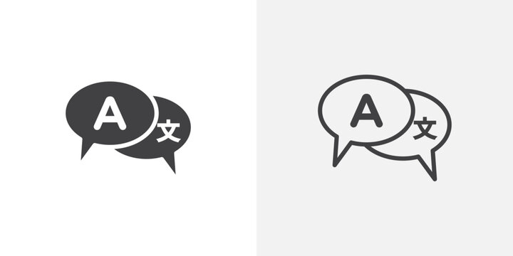 Translation icon flat outline in black