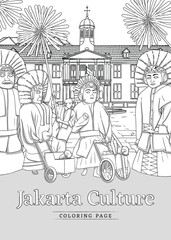 Obraz premium Betawi betawi jakarta design layout for coloring pages in outline style