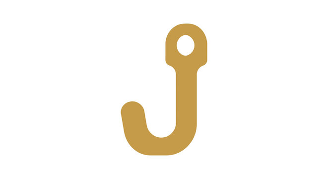 Golden hook with circular eyelet stands out against a white background