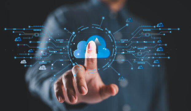 engineer or businessman Show cloud network system for industrial exchange Future technology of artificial intelligence industrial cloud technology concept.