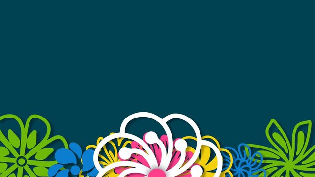 Vibrant Cultural Flowers Border on Dark Blue Background for Heritage Month Celebration.